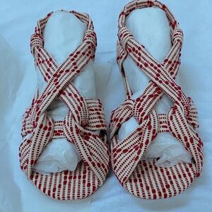 Anthropologie vintage Red and Cream Strappy Sandals